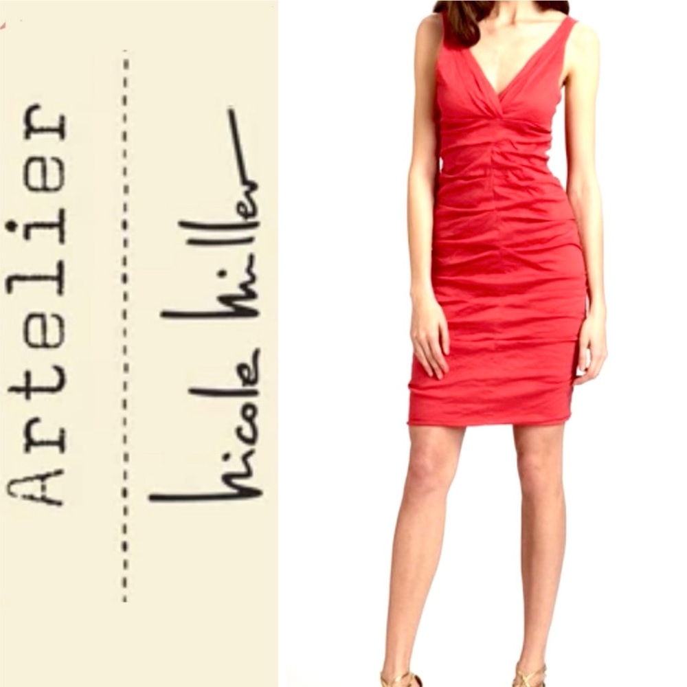 ARTELIER NICOLE MILLER Red Ruched Dress